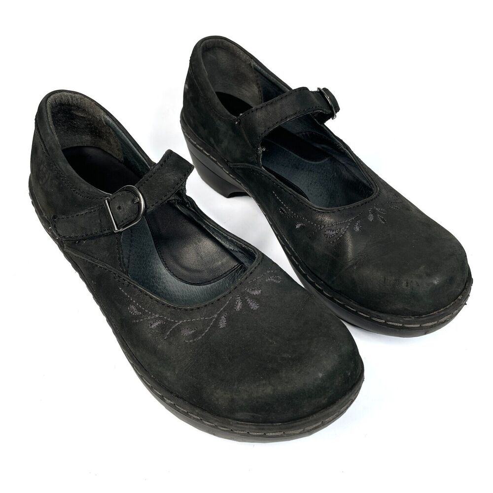 ARIAT Caroline Strap Mary Janes Lolita Clog Sz 10B Dark Blueberry Nubuck Leather